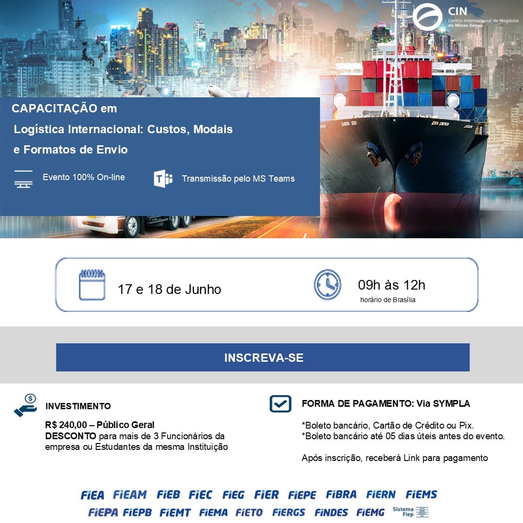 FIEMG promove capacitação sobre Logística Internacional com foco em custos, modais e formatos de envio